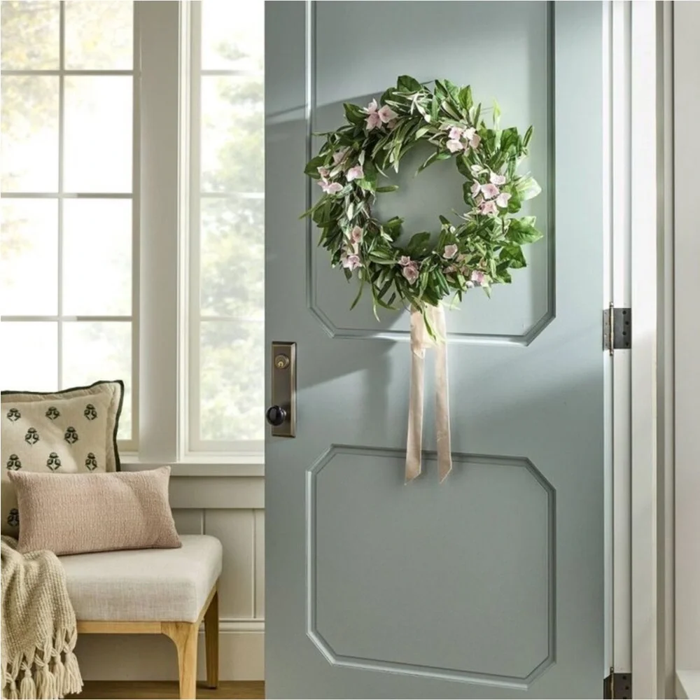 Threshold with Studio McGee Floral Wreath with Pastel Ribbon, 26”